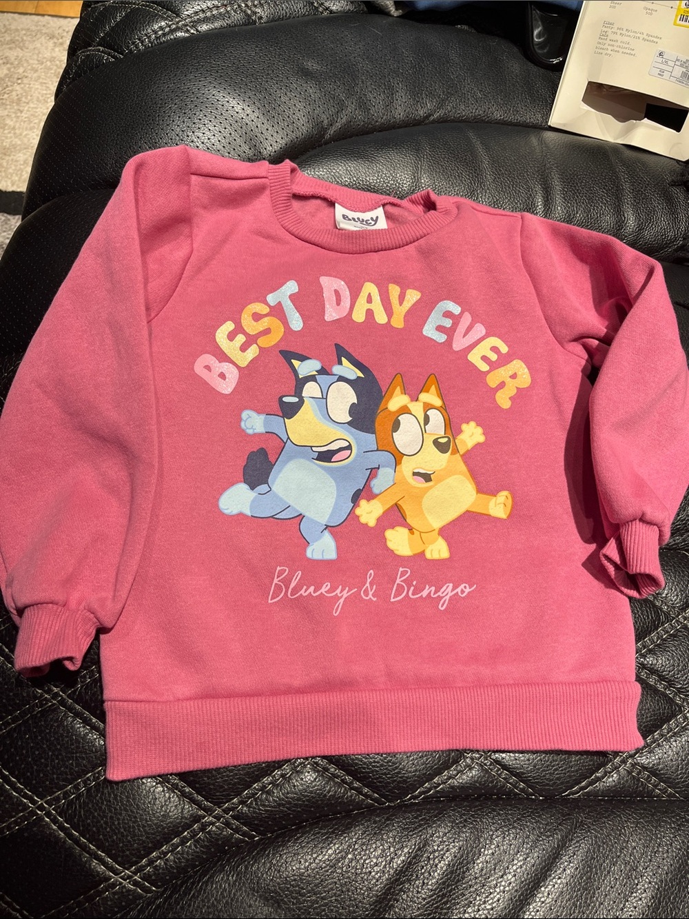 Bluey & Bingo Girls' Pink 'Best Day Ever' Sweatshirt